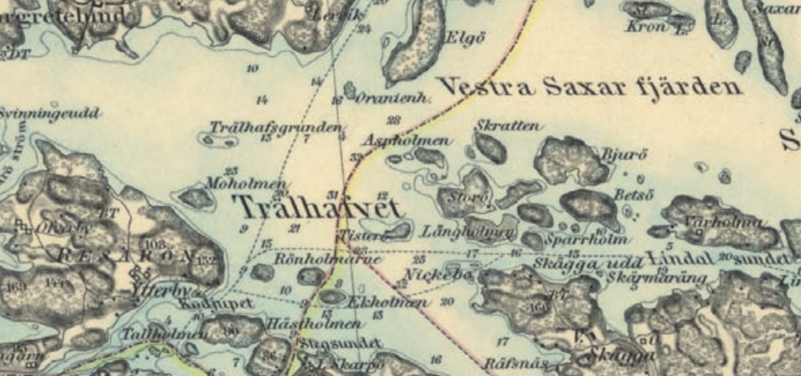 Vintage nautical chart of Trälhavet